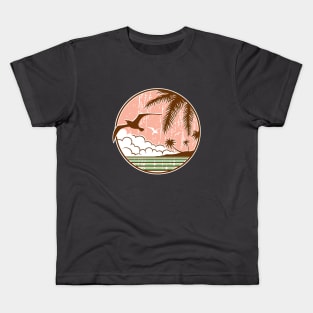 Vintage Tropical Circular Scene Kids T-Shirt